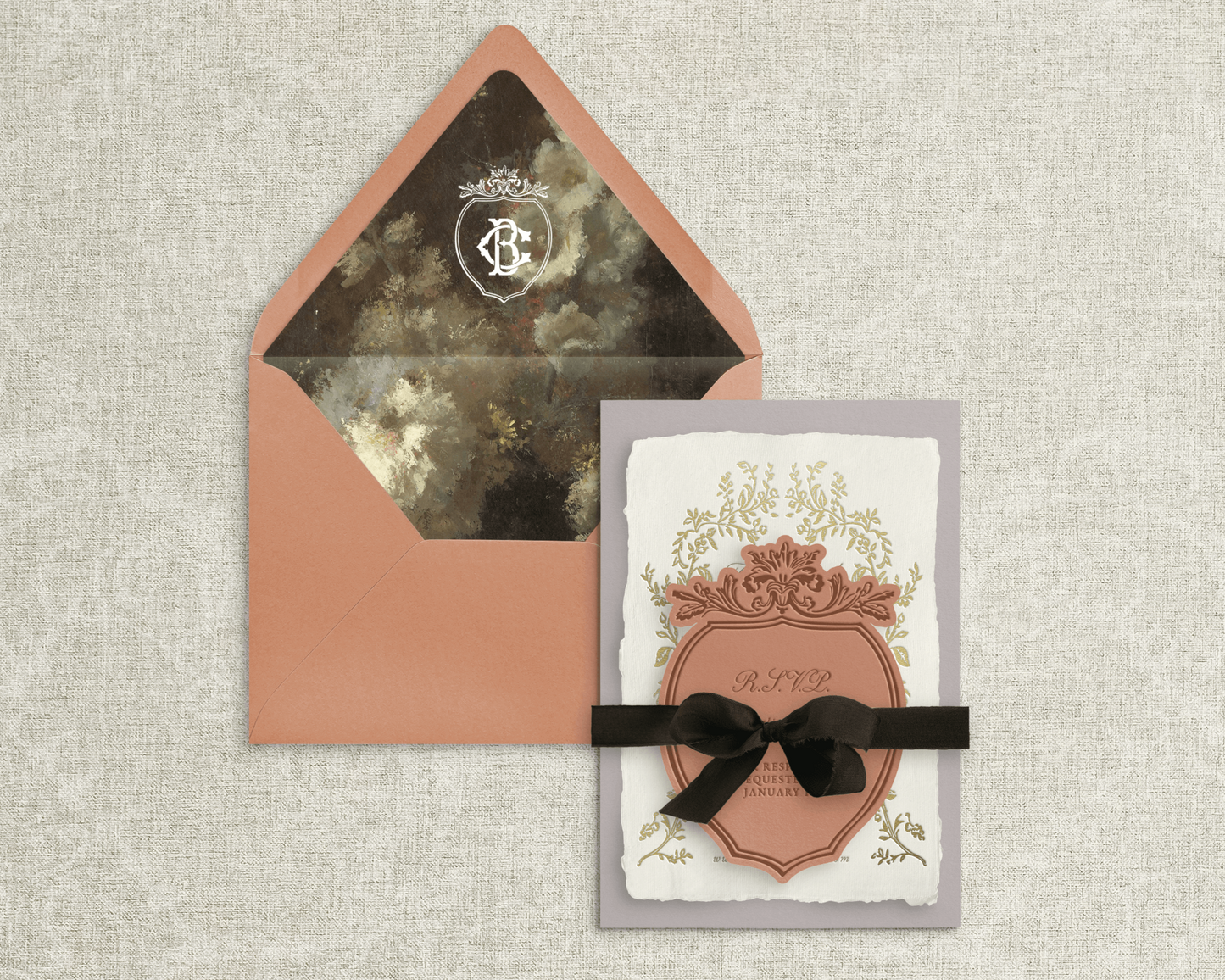 Cameron Foil-Stamped and Letter Press Wedding Invitations