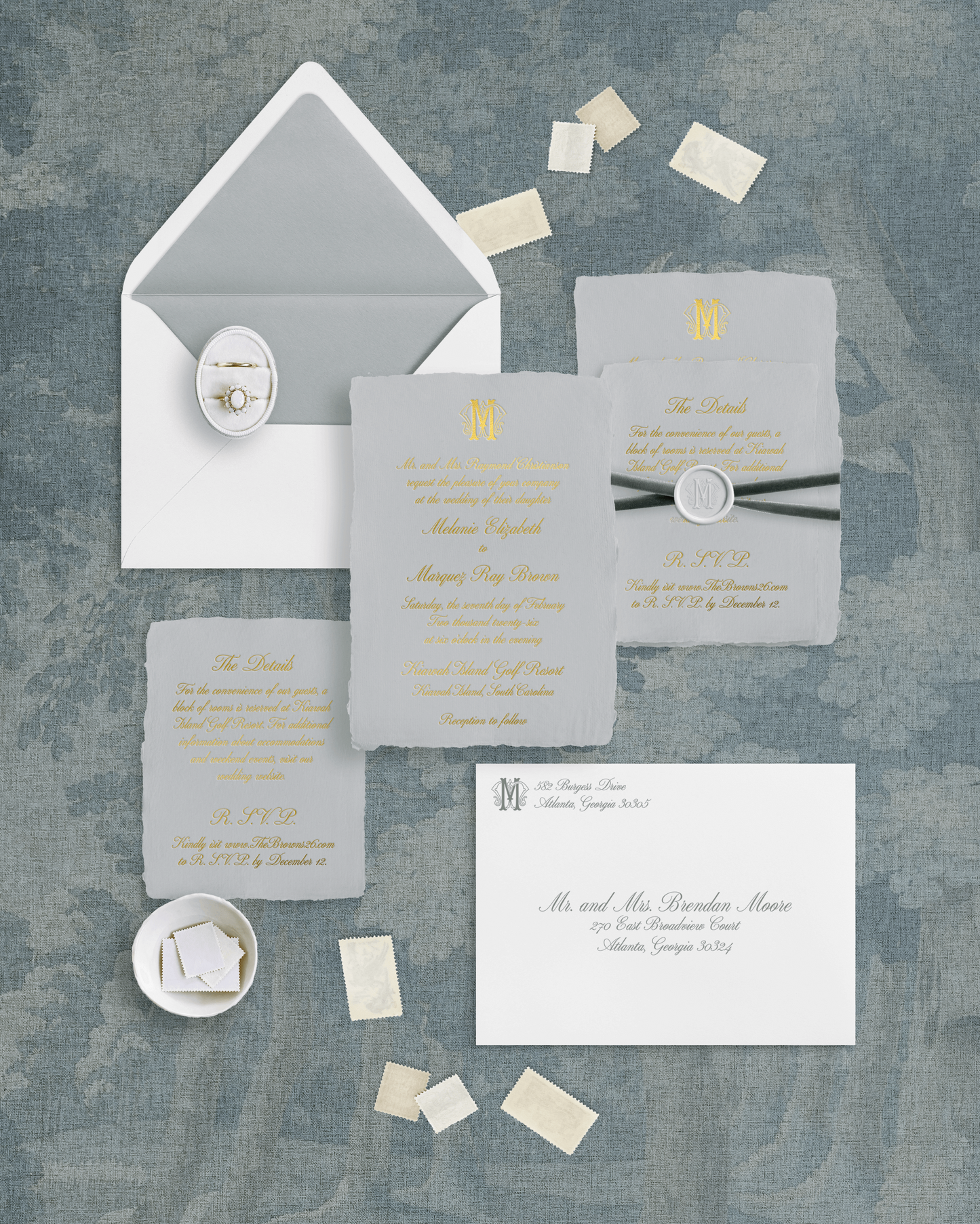 Melanie Foil-Stamped Wedding Invitations
