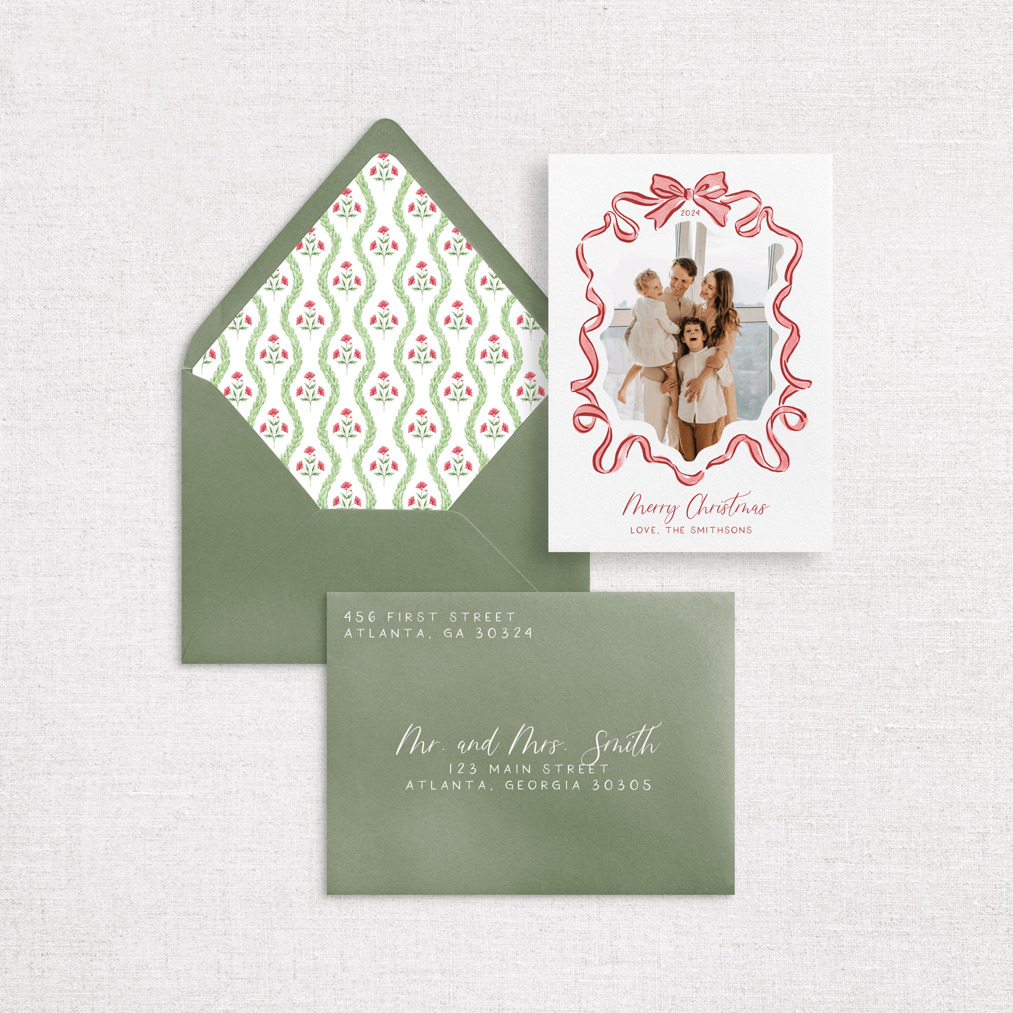 Tied with a Bow Christmas Holiday Cards