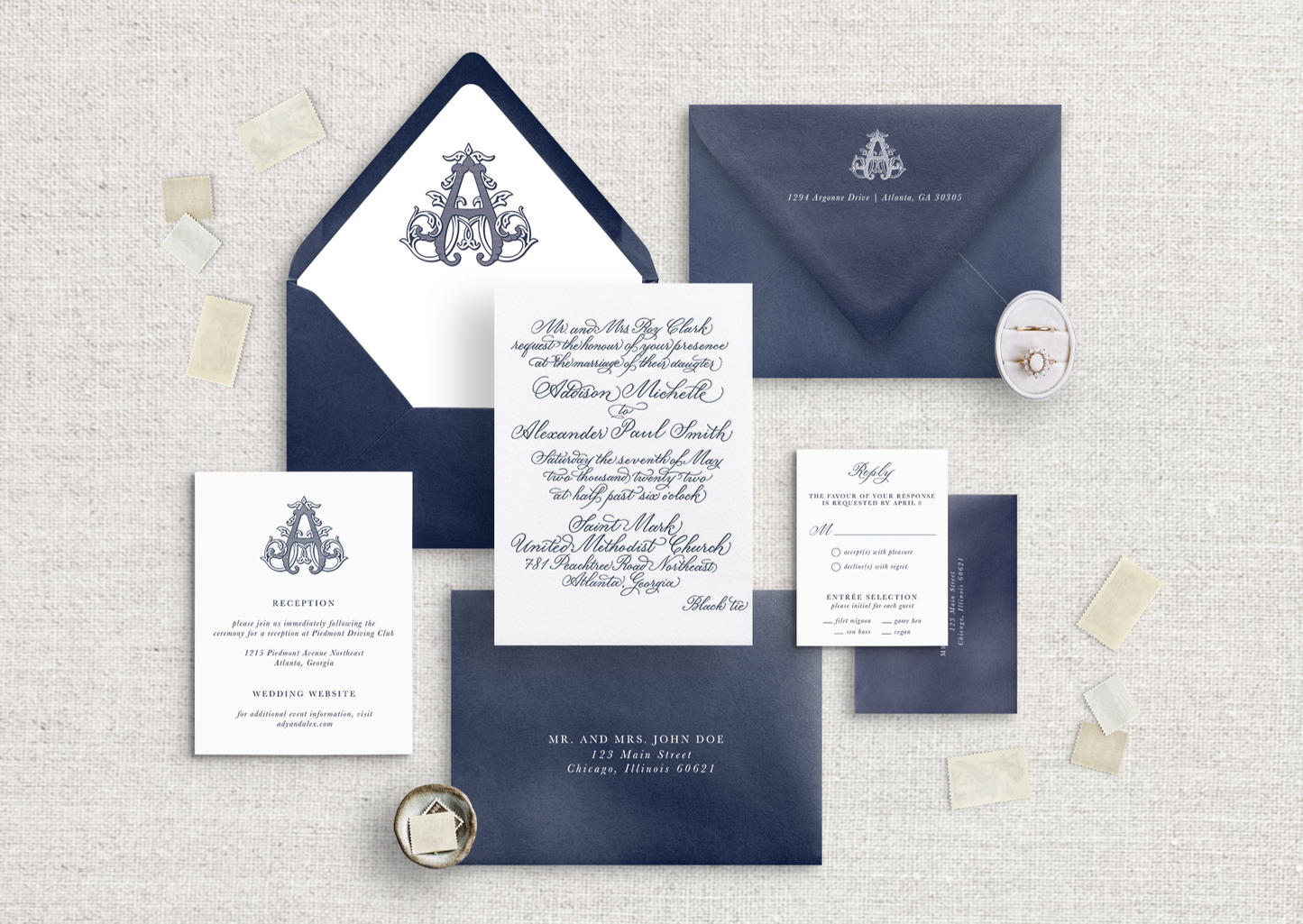 Addison Letter Press Wedding Invitations