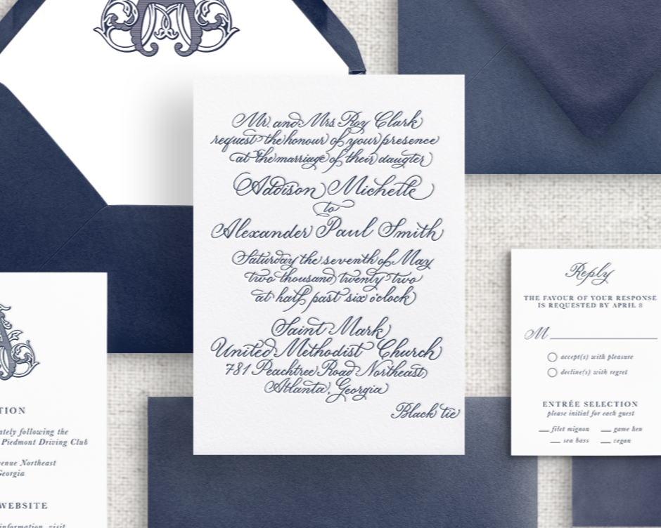 Addison Letter Press Wedding Invitations