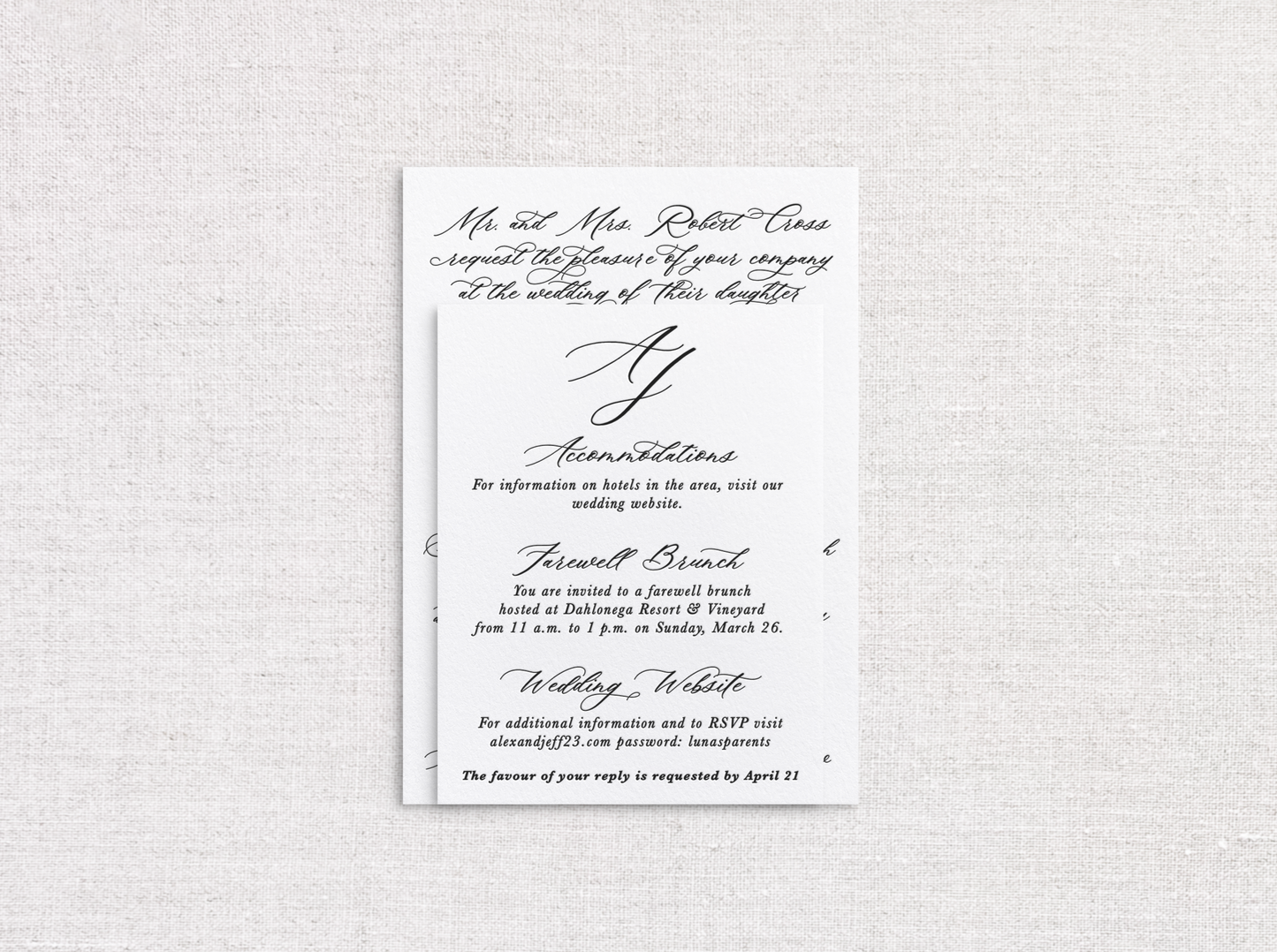 Alex Letter Press Wedding Invitations