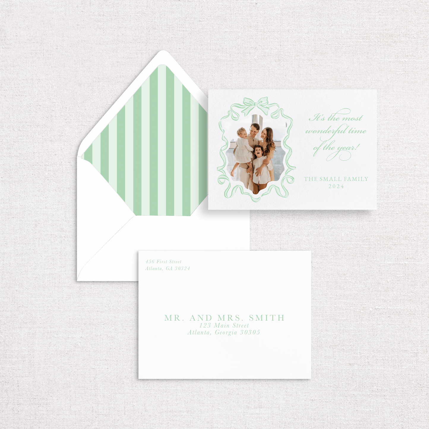 Bows & Stripes Holiday Cards