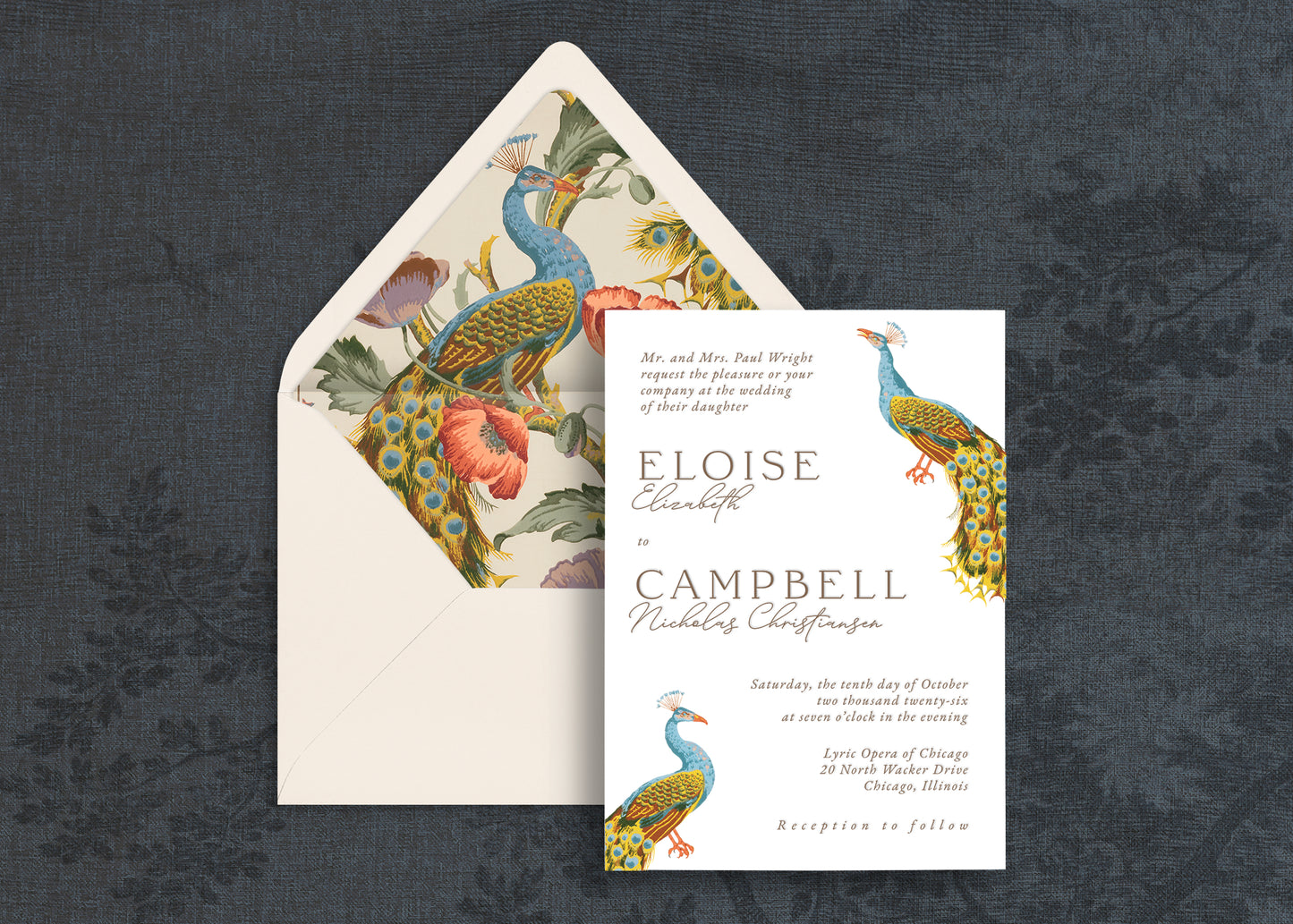 Eloise Letter Press Embossed Wedding Invitations