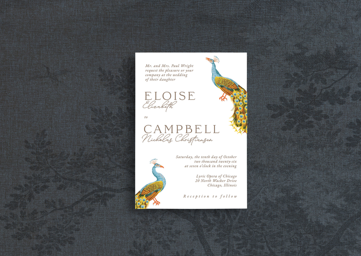 Eloise Letter Press Embossed Wedding Invitations