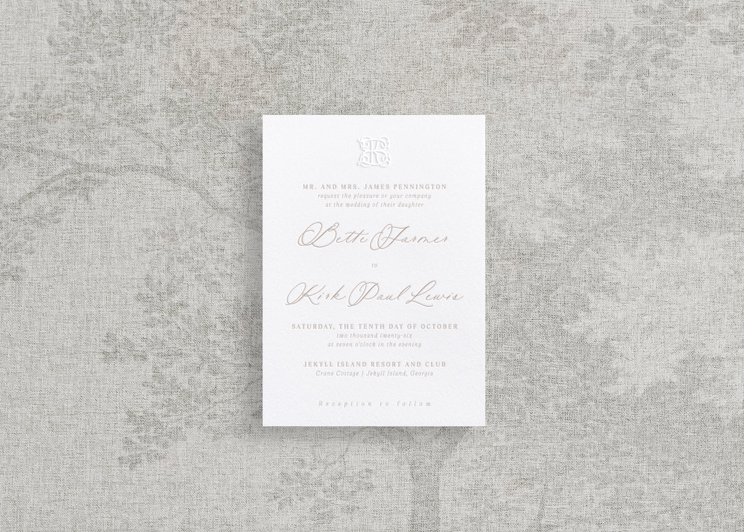 Bette Letter Press + Embossed Wedding Invitations