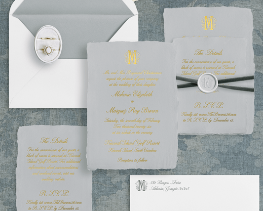 Melanie Foil-Stamped Wedding Invitations
