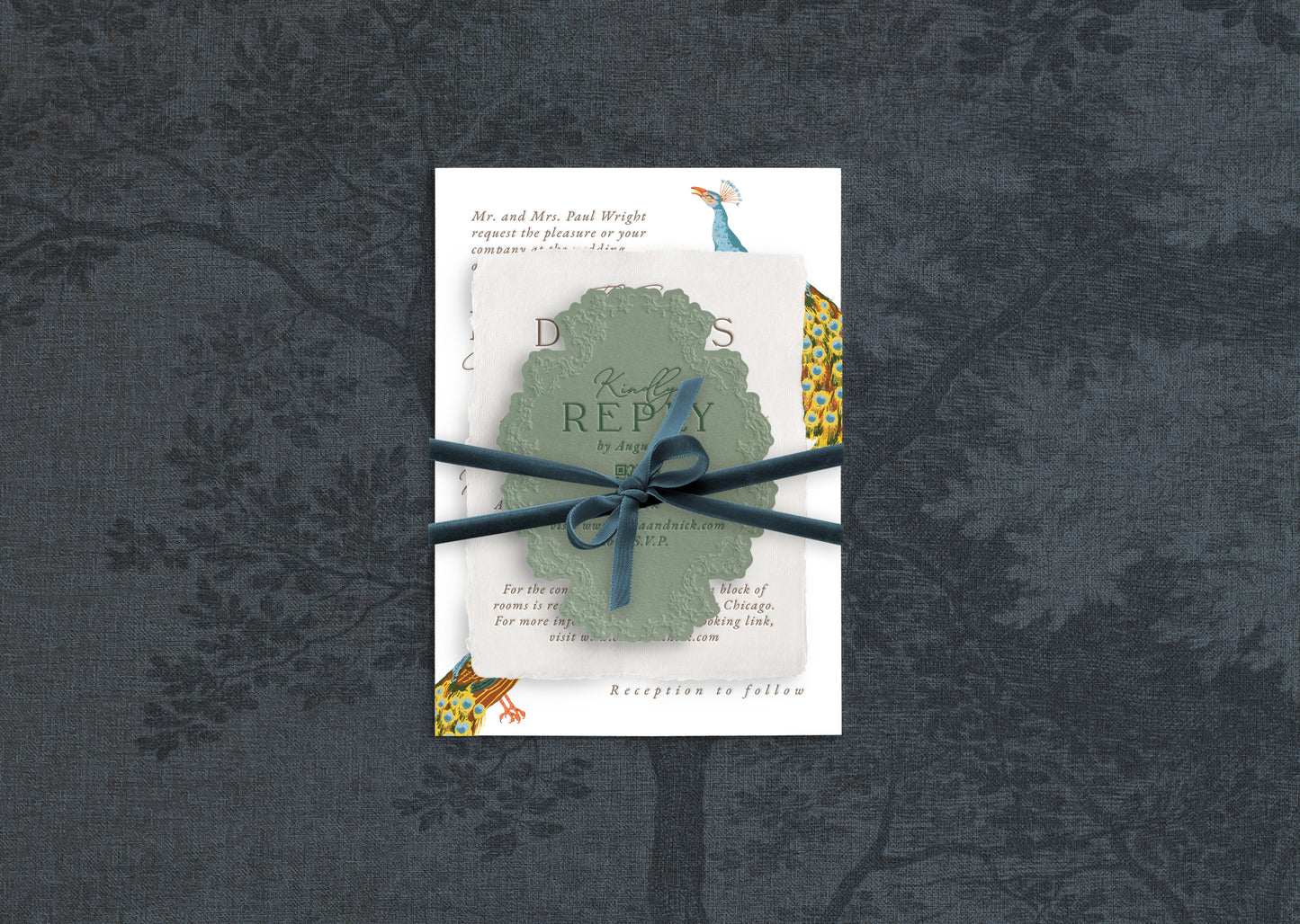 Eloise Letter Press Embossed Wedding Invitations