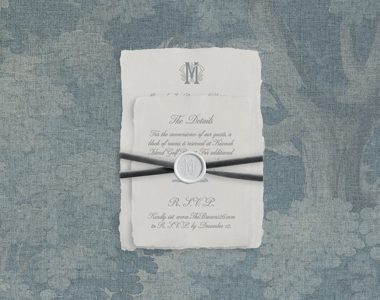 Melanie Letter Press Wedding Invitations (Handmade Paper)