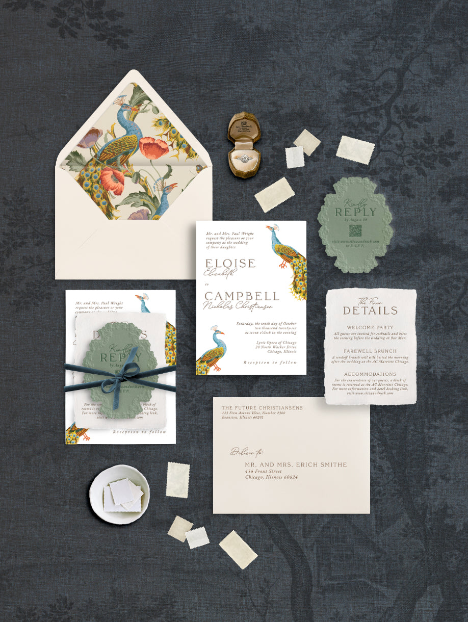 Eloise Letter Press Embossed Wedding Invitations