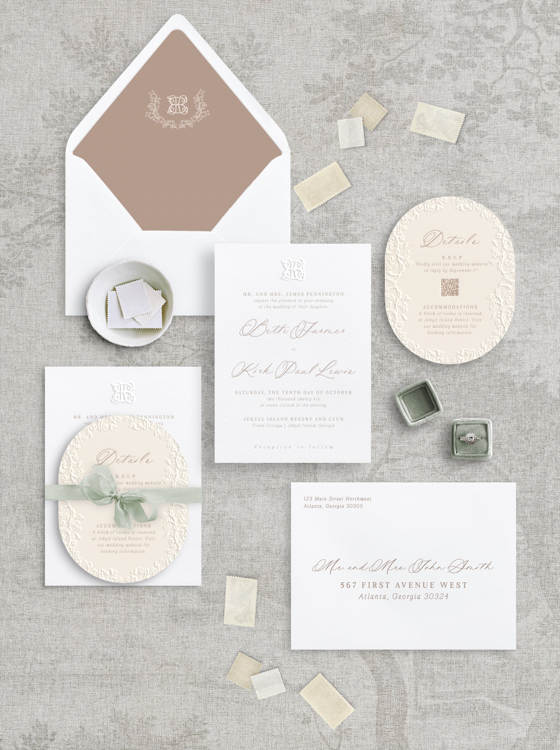 Bette Letter Press + Embossed Wedding Invitations