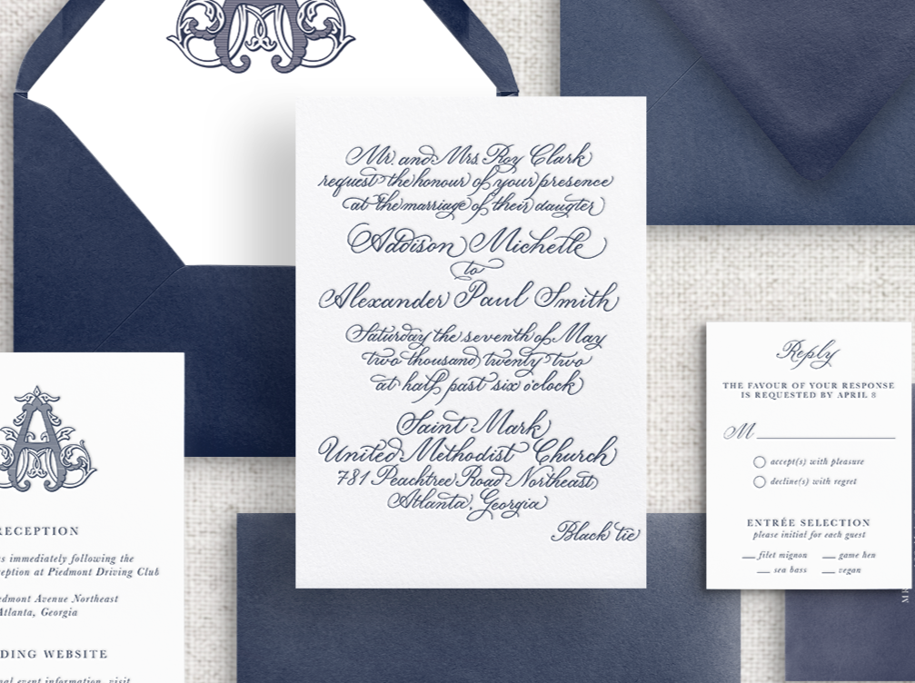 Addison Letter Press Wedding Invitations